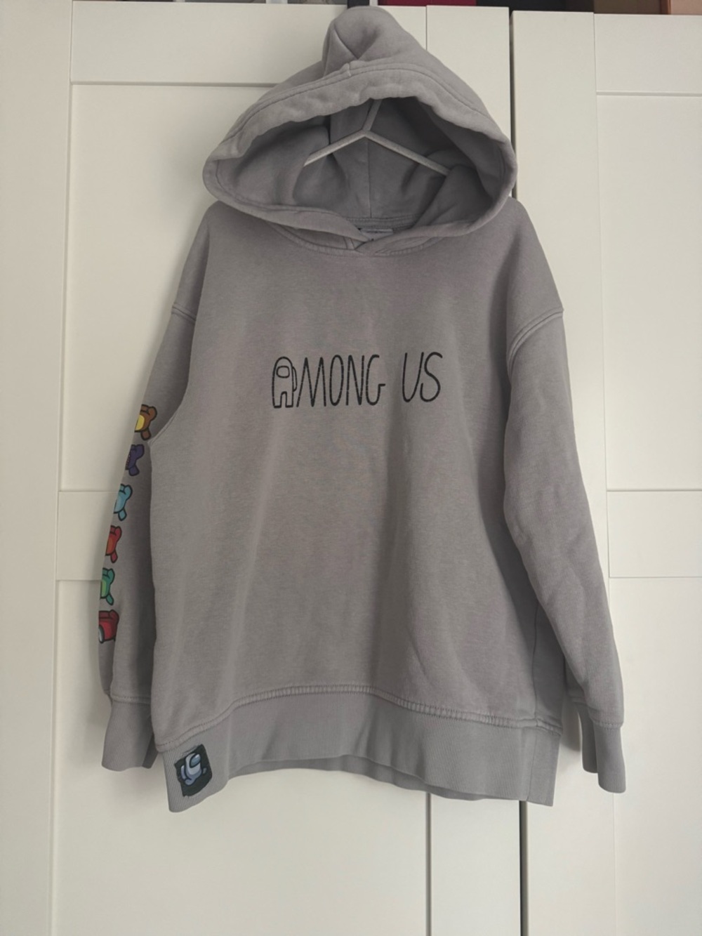 Zara Kids Light Gray Among Us Hoodie Size 8 *Stain on Arm*